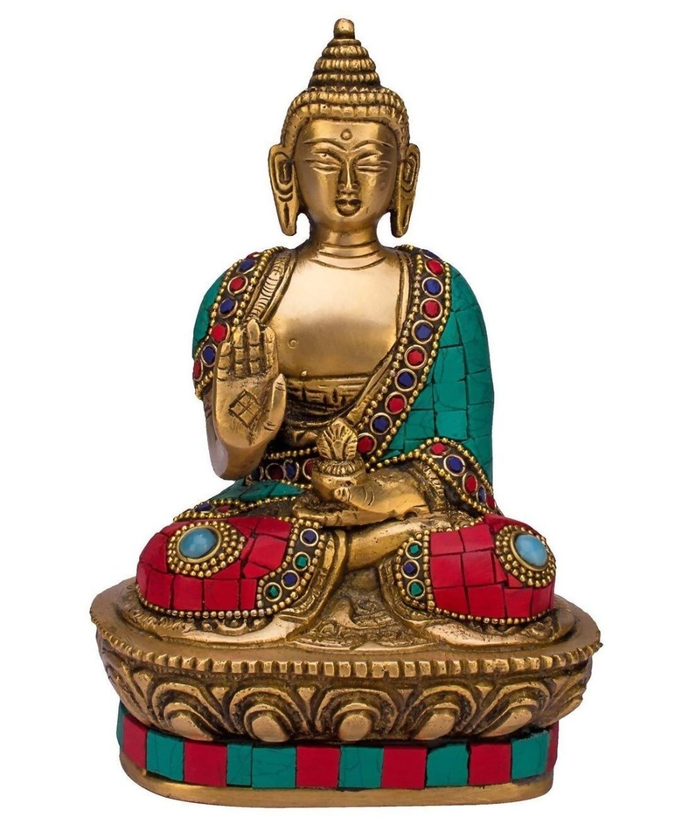 Artvarko Brass Buddha Vitarka Statue Multicolor