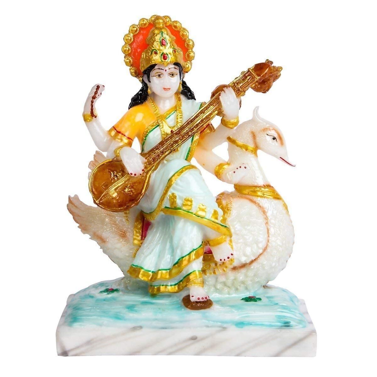 Divine Gifts Marble Dust Goddess Saraswati Idol