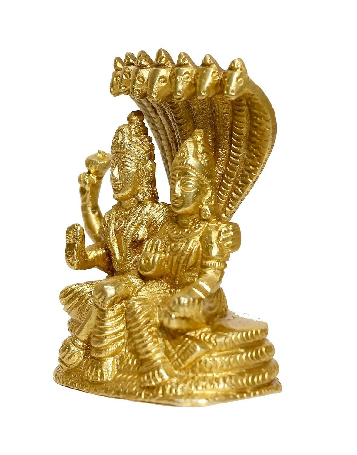 P.J.Handicrafts Brass Metal Statue Of Vishnu Ji With Laxmi