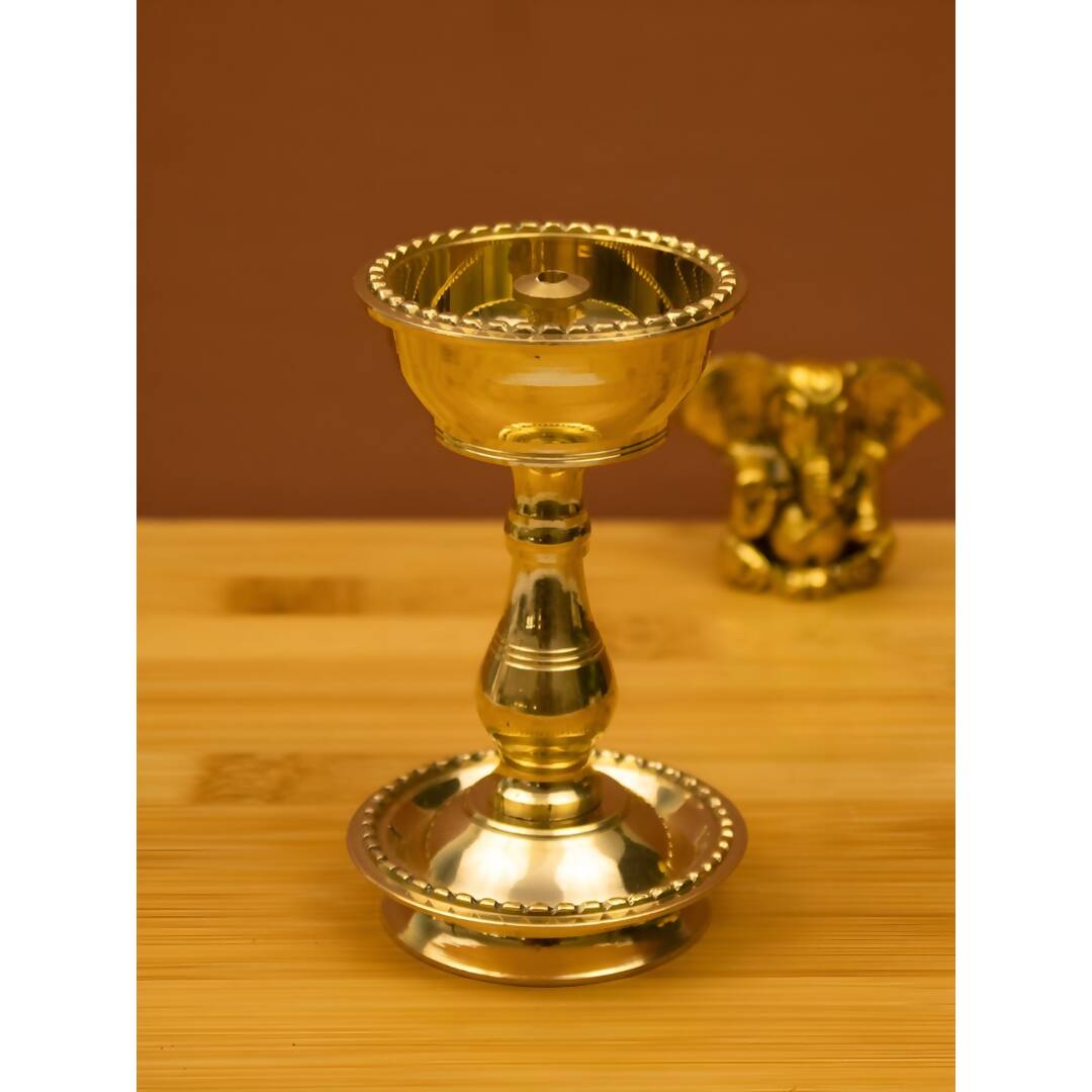 Spillbox Gold-Toned Brass Udupi Nanda Stand Diya Pooja Essential