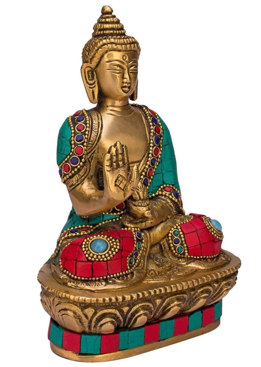 Artvarko Brass Buddha Vitarka Statue Multicolor