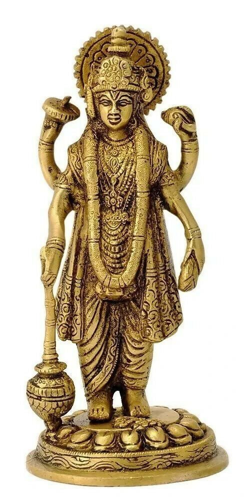 Artvarko Brass Lord Vishnu Narayan Holding Club Brass Statue