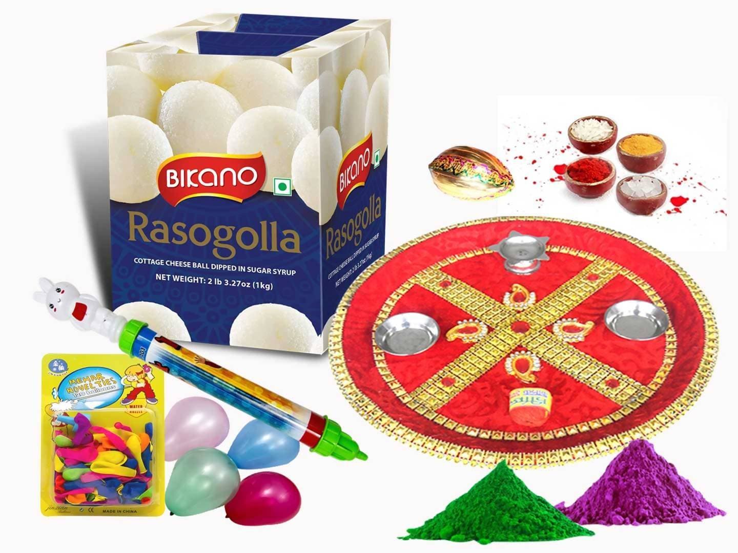 Bikano Holi Puja Thali with Rasgulla