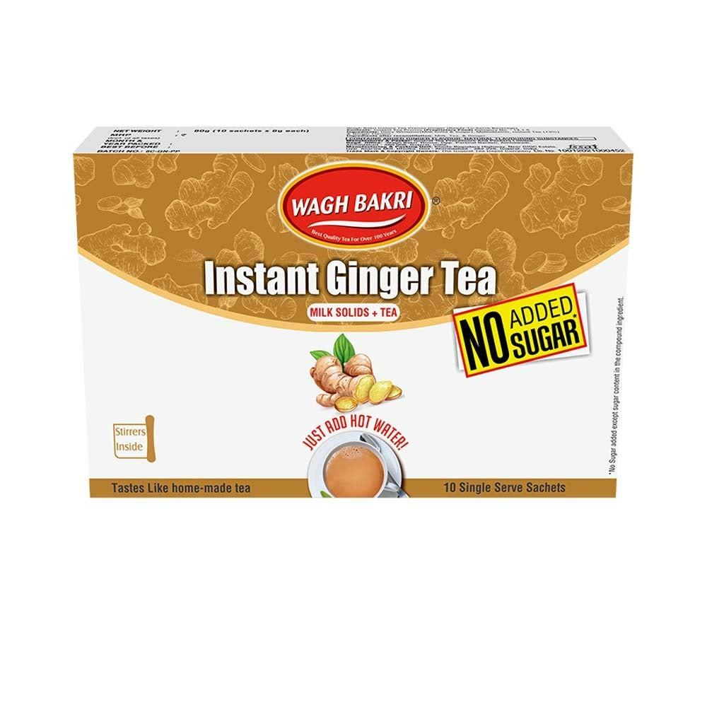 Wagh Bakri Ginger Instant Tea Premix - No Added Sugar (80 gm)