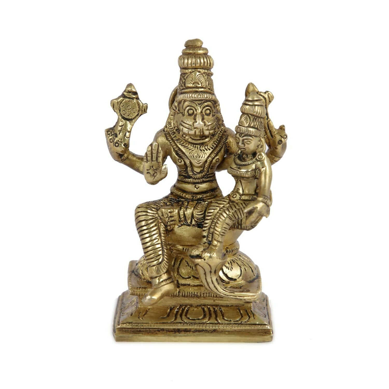 Craftvatika Lakshmi Narasimha Murti Brass Vishnu Laxmi Narayan Idol Statue