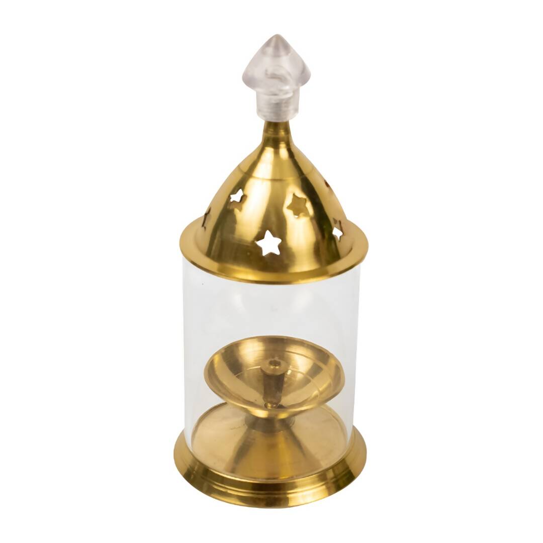 Spillbox Gold-Toned Brass Glass Udupi Diya Pooja Essential