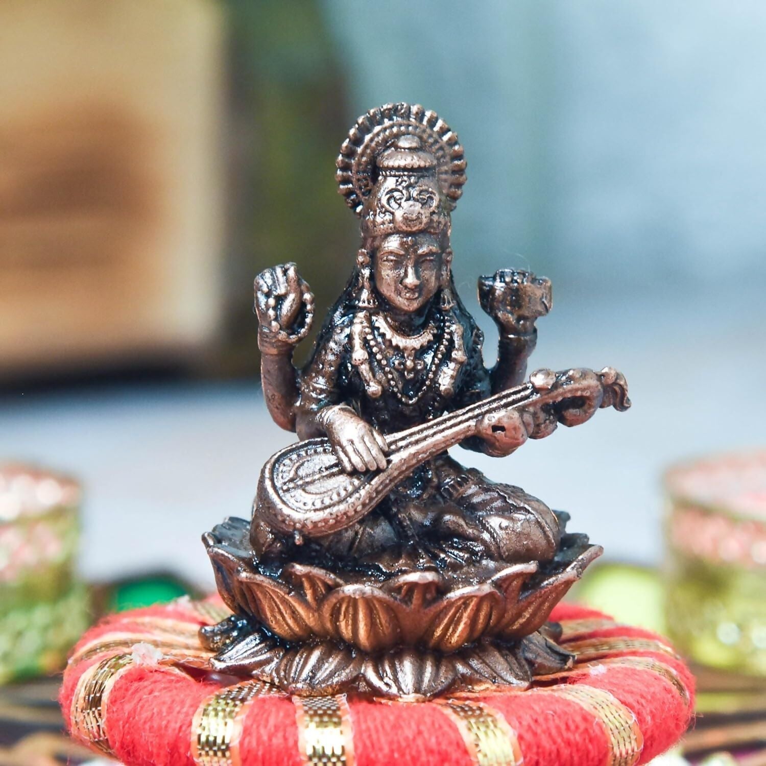 Copper Idols India Saraswati Idol