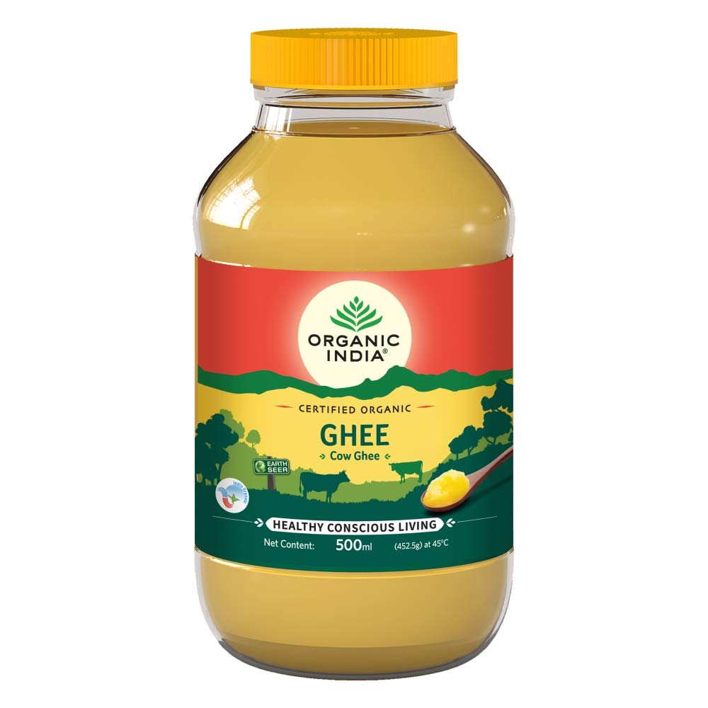 Organic India Organic Cow Ghee 500 ml Bottle | 100% Gir Cow Ghee | Vedic Bilona Method | Grassfed, Cultured, Premium & Traditional Ghee | Immunity Booster