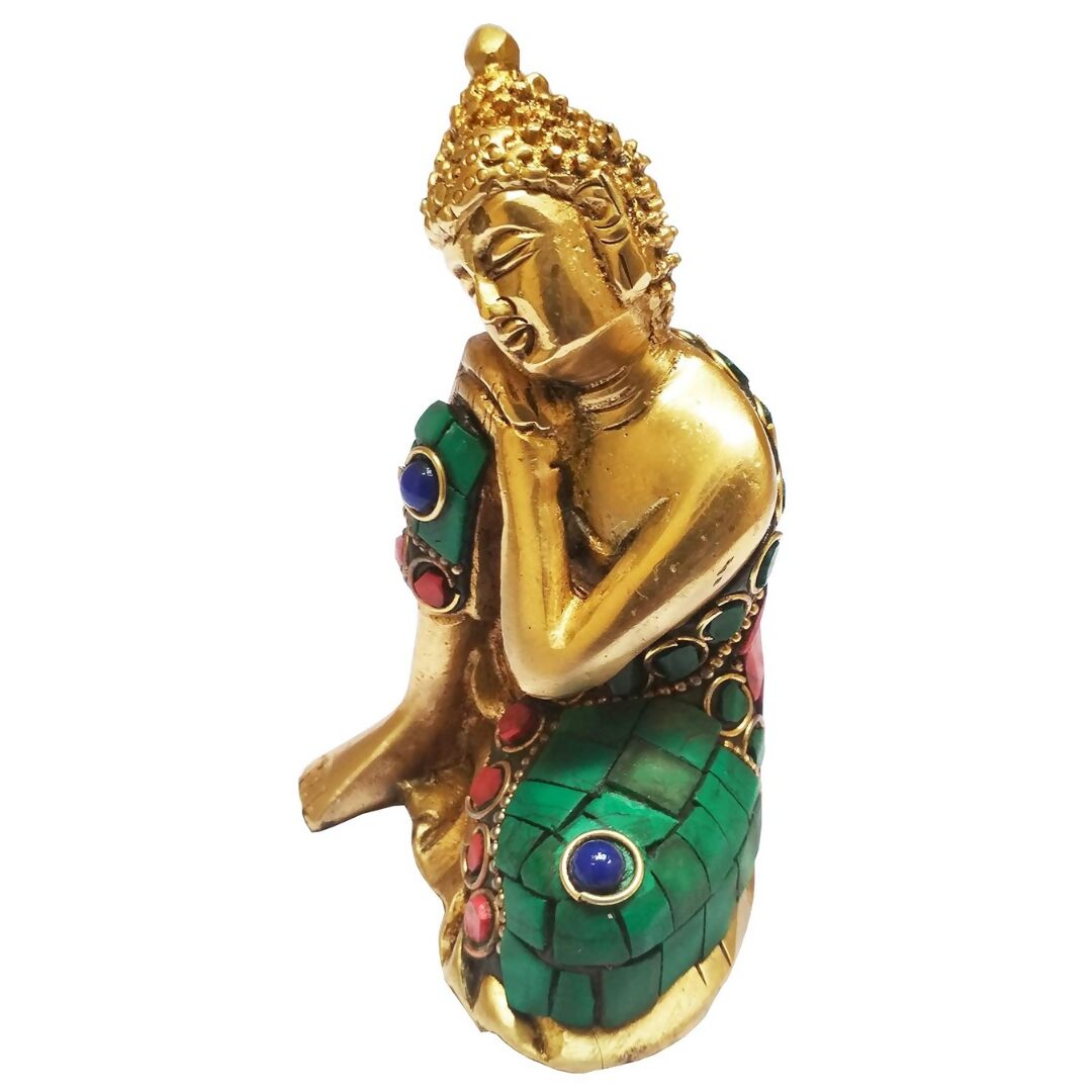 Purpledip Brass Resting Buddha Idol