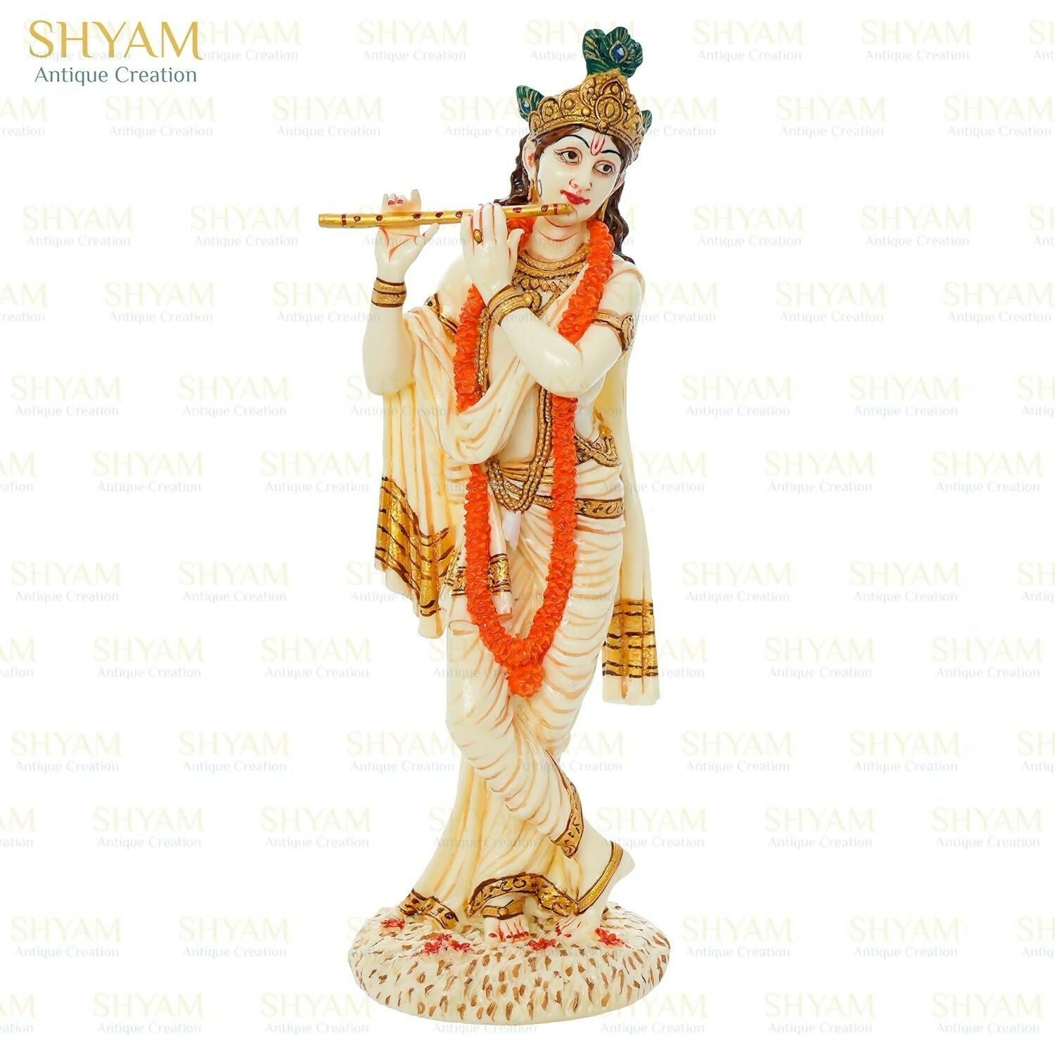 Shyam Antique Creation Lord shri Krishna Playing Flute Standing kanha Idol