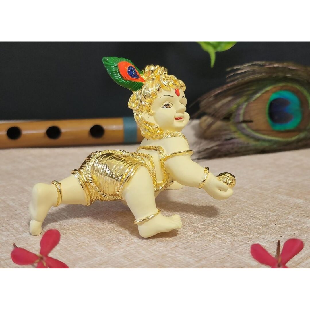 Gold Art India Silver Plated Matte Laddu Gopal Idol