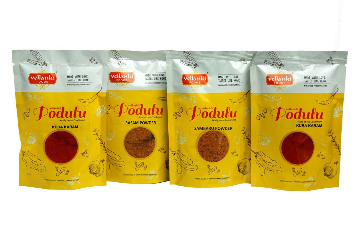 Vellanki Foods Combo Powders - Rasam Podi, Sambar Podi, Kura Karam (250 gms Each)