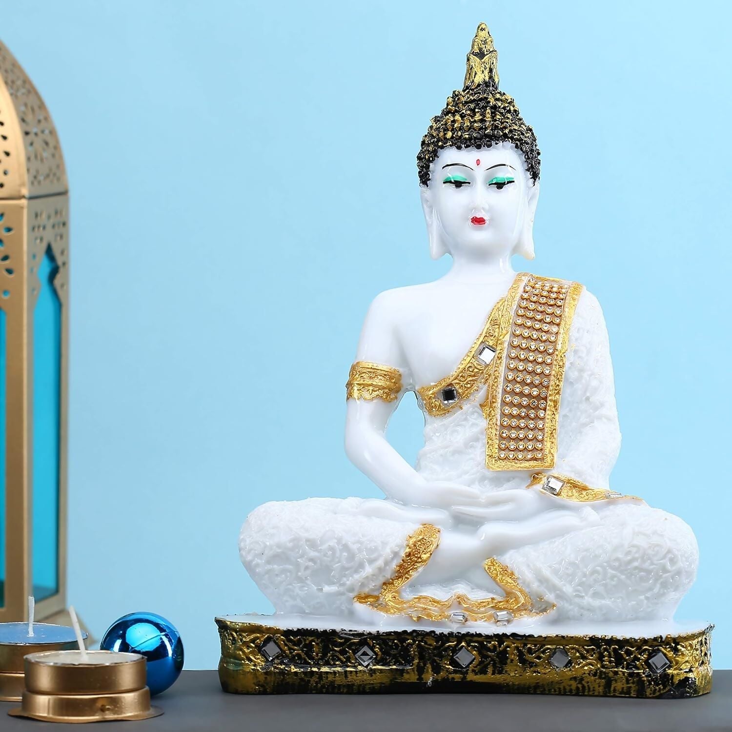 GW Creations Polyresin Sitting Buddha Idol