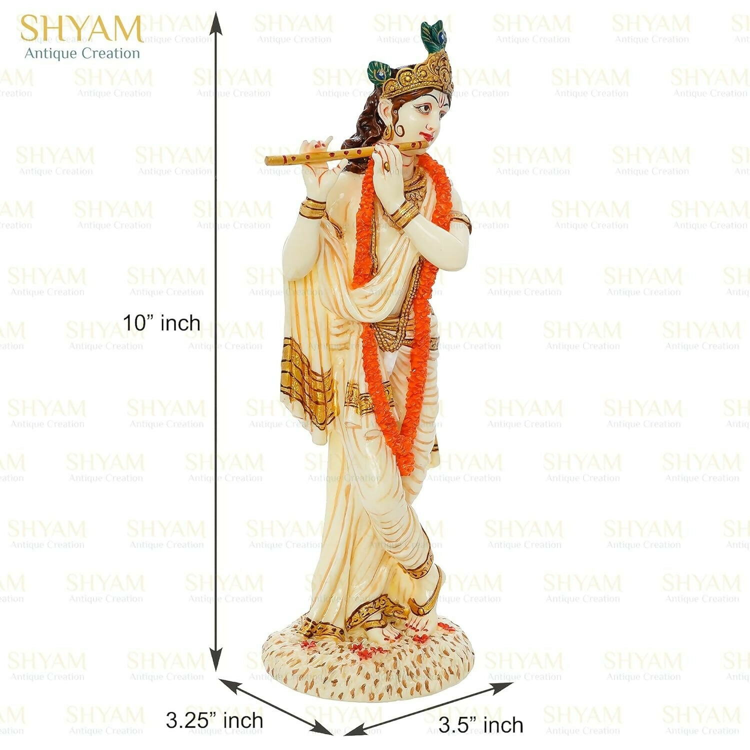 Shyam Antique Creation Lord shri Krishna Playing Flute Standing kanha Idol