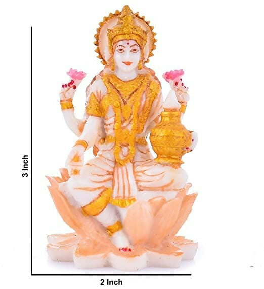 Soni Craft Handmade Poly Resin Lakshmi Ji Sculpture Sitting On Lotus Statue