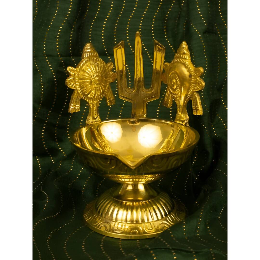 Spillbox Gold-Toned Brass Namah Kuber Diya Pooja Essential