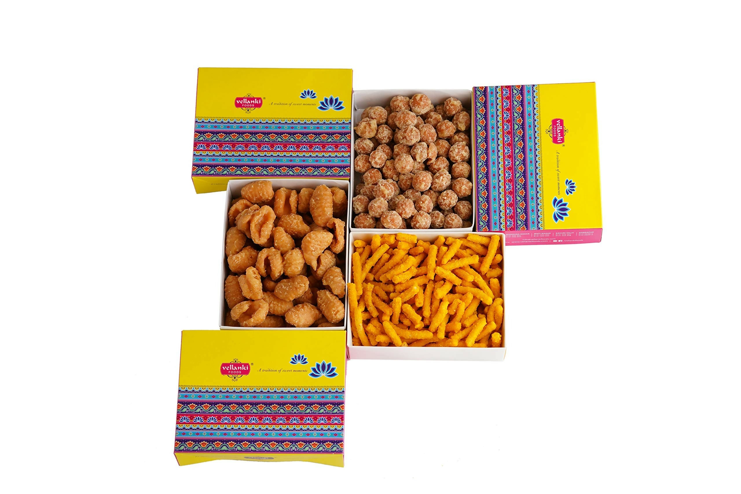 Vellanki Foods Andhra Sweets Combo (250 gm Each) - Venna Vundalu, Gavvalu, Bellam Kommulu