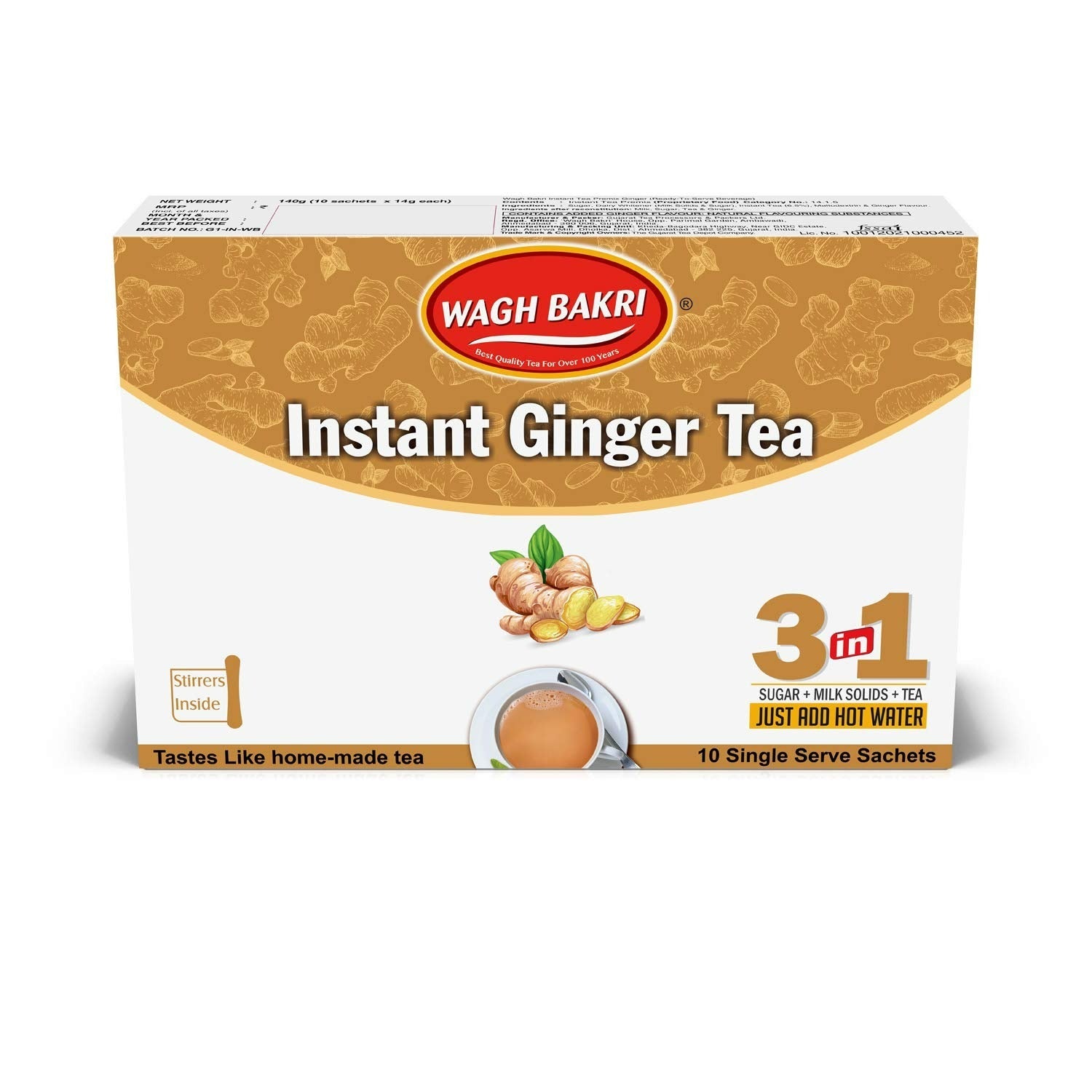 Wagh Bakri Instant Premix Ginger Tea (140 gm)