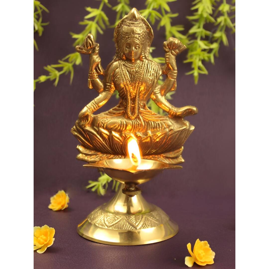 Spillbox Gold-Toned Brass Lakshmi Diya Pooja Essential