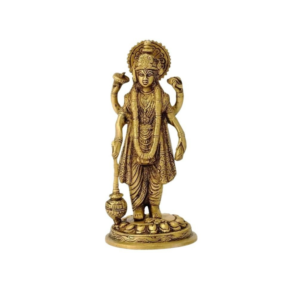 Artvarko Brass Lord Vishnu Narayan Holding Club Brass Statue