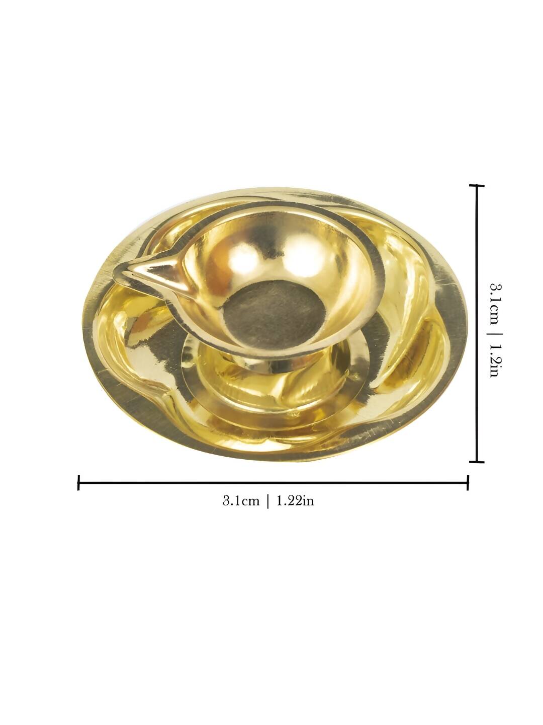 Spillbox Gold-Toned Brass Lotus Diya Round Pooja Essential