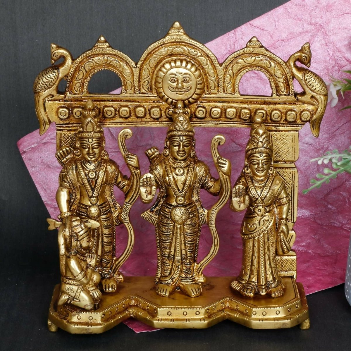 Artvarko Brass Ram Darbar Statue Shree Ram Ji Sita Laxman Hanuman