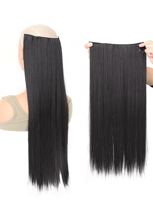 Women's Natural Black Hair Extension – Lightweight, Breathable &amp; Effortless Styling (Double Clipper)