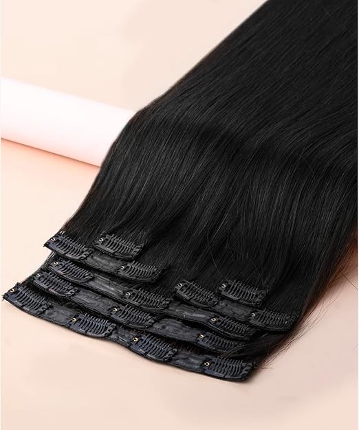 Women's Natural Black Hair Extension – Lightweight, Breathable &amp; Effortless Styling (Double Clipper)