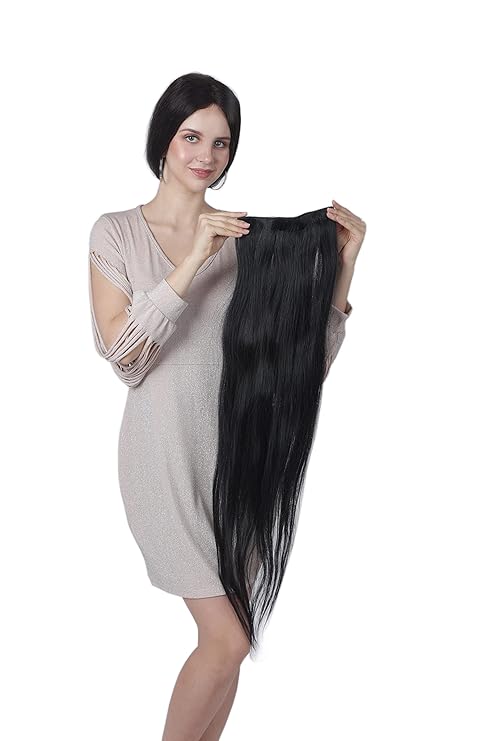 Women Hair Extension 100% Indian human hair natural black straight soft hair extension Remi Virgin Hair .